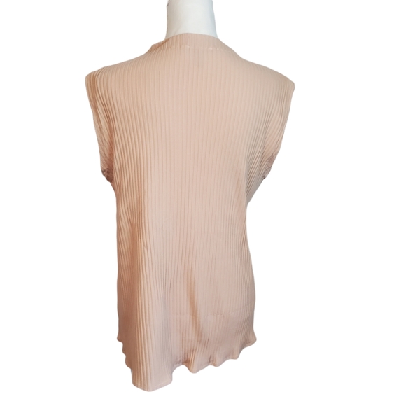 Eileen Fisher High Neckline Peach Ribbed Sleeveless Blouse - Picture 5 of 9